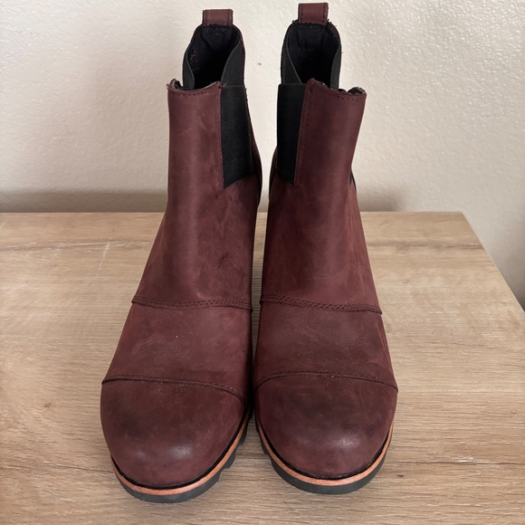 Sorel Addington Chelsea Burgundy Leather Ankle Boots Women US‎ 9 - Picture 5 of 9